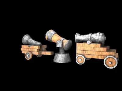 cannon Low-poly 3D model 3