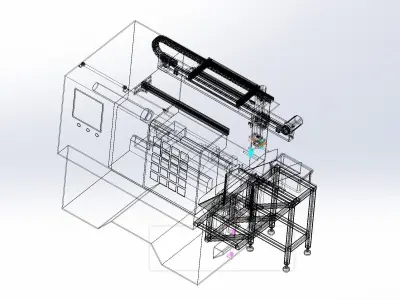 CNC lathe automatic loading machine 3D model