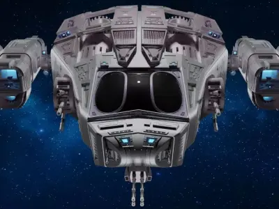 Sci-fi Spaceship T1 Low-poly 3D model