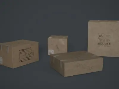 Cardboards Low Poly Game Ready cardboard box Low-poly 3D model