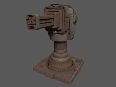 Rusty Retrofuturism Laser Turret Low-poly 3D model