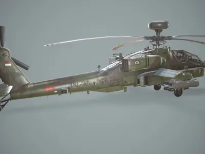 Apache AH-64E Guardian Indonesia Complex Animation Low-poly 3D model