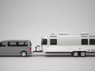 Airstream Land Yacht and Volkswagen Caravelle 3D model