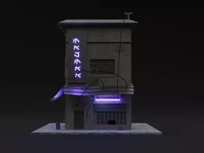 Cyberpunk Slum Building Free low-poly 3D model