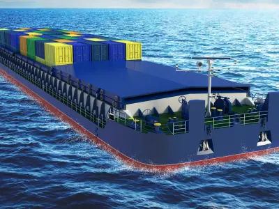 Cargo Barge Loaded with Containers or Grain 3D model