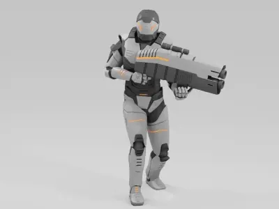 Sci- fi  soldier rigged animated character 3D model