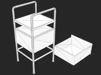 Industrial Bedside Table Low-poly 3D model