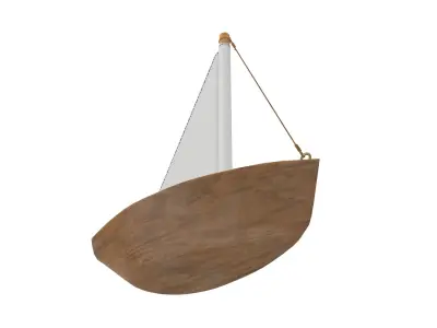 Wooden sailboat 3D model