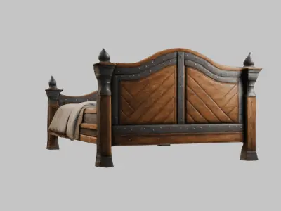 Medieval Bed Low-poly 3D model purchase