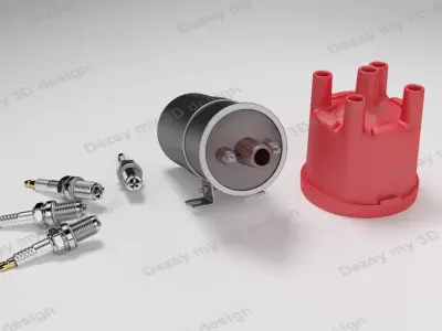 Igniter coil and glowplug system 3D model