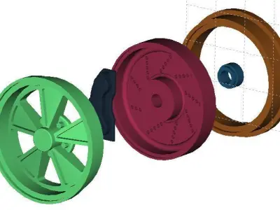 Printable Classic 5 Spoke Rim  scaled 3D print model