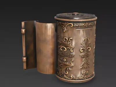 Steampunk Bronze Cryptex Puzzle Box Low-poly 3D model