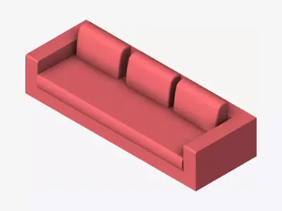 Seat - Sofa - Simplicity - Comfort - Triple Low-poly 3D model