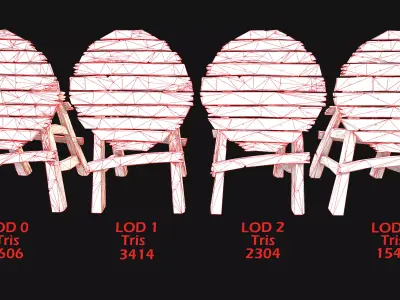 Medieval Wooden Target Shooting Range Furniture Low-poly 3D model