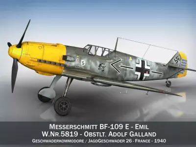 Messerschmitt - BF-109 E - JG26 3D model