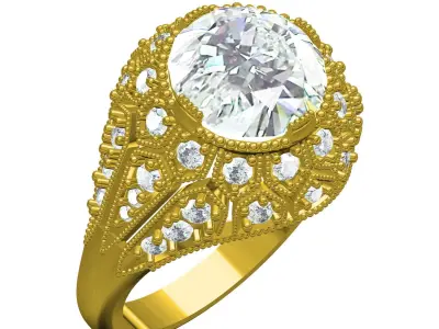 Antique Art Deco Vintage Ring 2 3D print model purchase