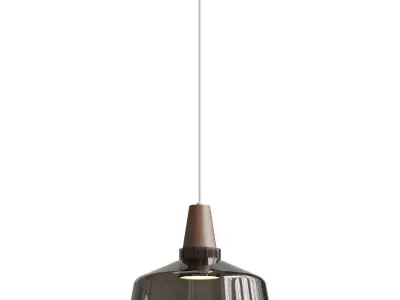 Antique Glass Coated Wood Pendant Lights 3D model