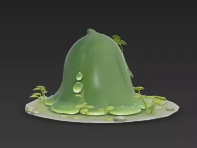Cute Stylized Forest Slime Creature  Green Jelly Monster Spirit 3D model