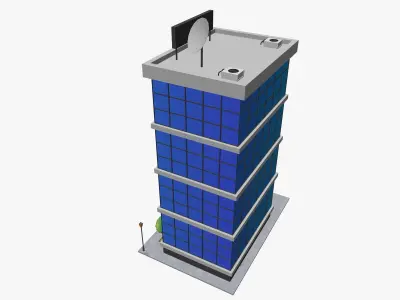 Cartoon Office Building Low-poly 3D model