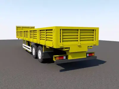 Trailers truck with flatbed trailer Low-poly 3D model