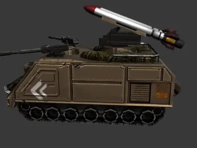 Low Poly Tank armored vehicle with missile Free low-poly 3D model