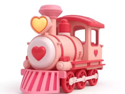 Stylized 3D Valentine Train Model Low-poly 3D model