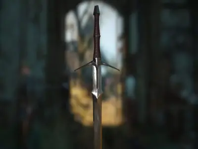 PBR Witcher sword Low-poly 3D model