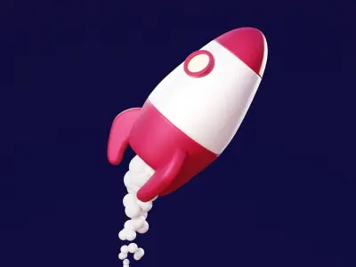 Low Poly 3D Cartoon Rocket Game ready model spaceship 3D model