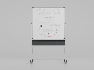 Customizable Double-Sided Metal Whiteboard Square Writing Board Low-poly 3D model