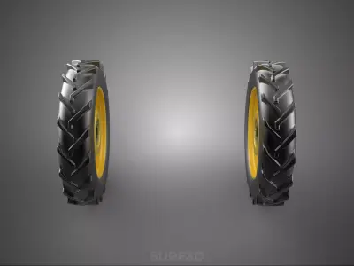 TRACTOR TIRE TREAD TYRE LUG WHEEL RUBBER RIM HUB GRIP DIRT ROAD 3D model