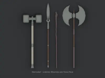 Lowpoly Weapons and Tools Pack Low-poly 3D model