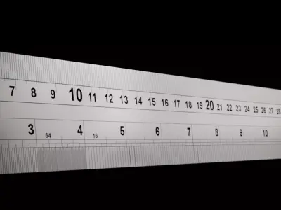 Stainless Steel Ruler 100cm 40inch Metric and Imperial Scale Low-poly 3D model