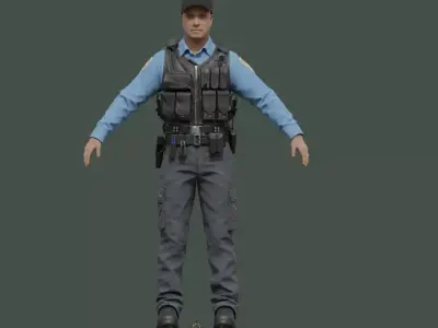 Police Man Low-poly 3D model