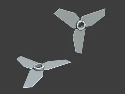 Propeller 3D Model two propellers flying 3D model
