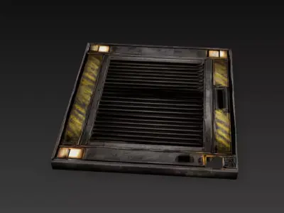 Sci-Fi Industrial Floor Grate - PBR Low Poly Game Ready Low-poly 3D model