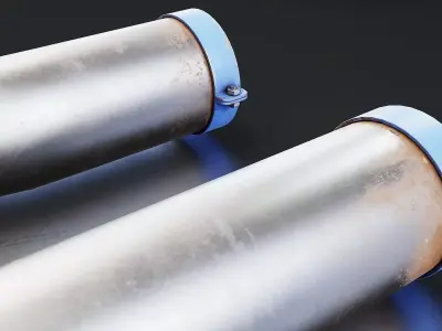 Industrial Metal Pipe Kit Low-poly 3D model
