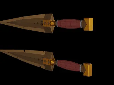 Steampunk Blade low-poly game ready Free low-poly 3D model