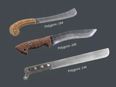 Stylized machete pack Low-poly 3D model