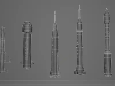 Rocket collection nasa chess set Low-poly 3D model