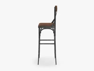 Abdullah Solid Wood Counter Bar Stool 3D model