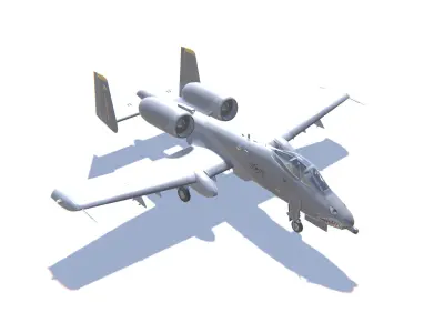 A-10 Thunderbolt Jet Fighter Aircraft Low-poly 3D model