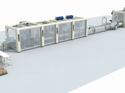 Automated Packaging Production Line For Fresh Milk 3D model