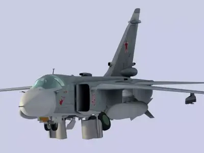 Sukhoi Su-24 Russian tactical strike bomber Low-poly 3D model