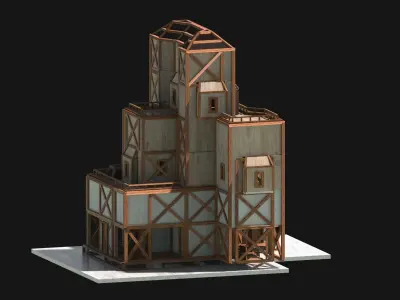 Medieval Low Poly Building Castle Wooden Village Stone House 25 Low-poly 3D model