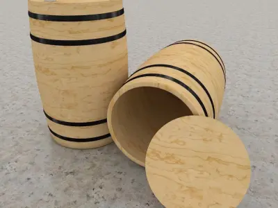 Barrel wooden on table 3D model