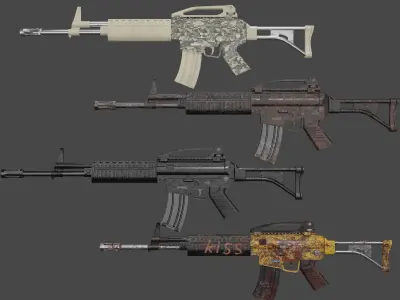 Senapan Serbu 2 low poly gun  Low-poly 3D model