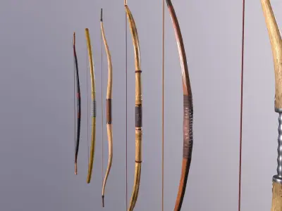 Arrows group of bows and Low-poly 3D model