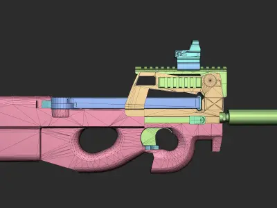 P90 game asset Low-poly 3D model