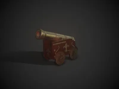 Stylized Medieval Cannon Low-poly 3D model