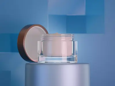 Cosmetic Cream Jar Glass Skincare Container  3D model